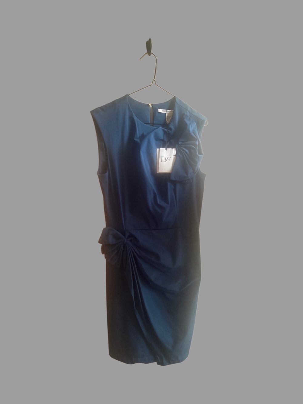 NWT Diane von Furstenberg DVF Agata Dress Size 8 Ocean Blue Bow Sheath